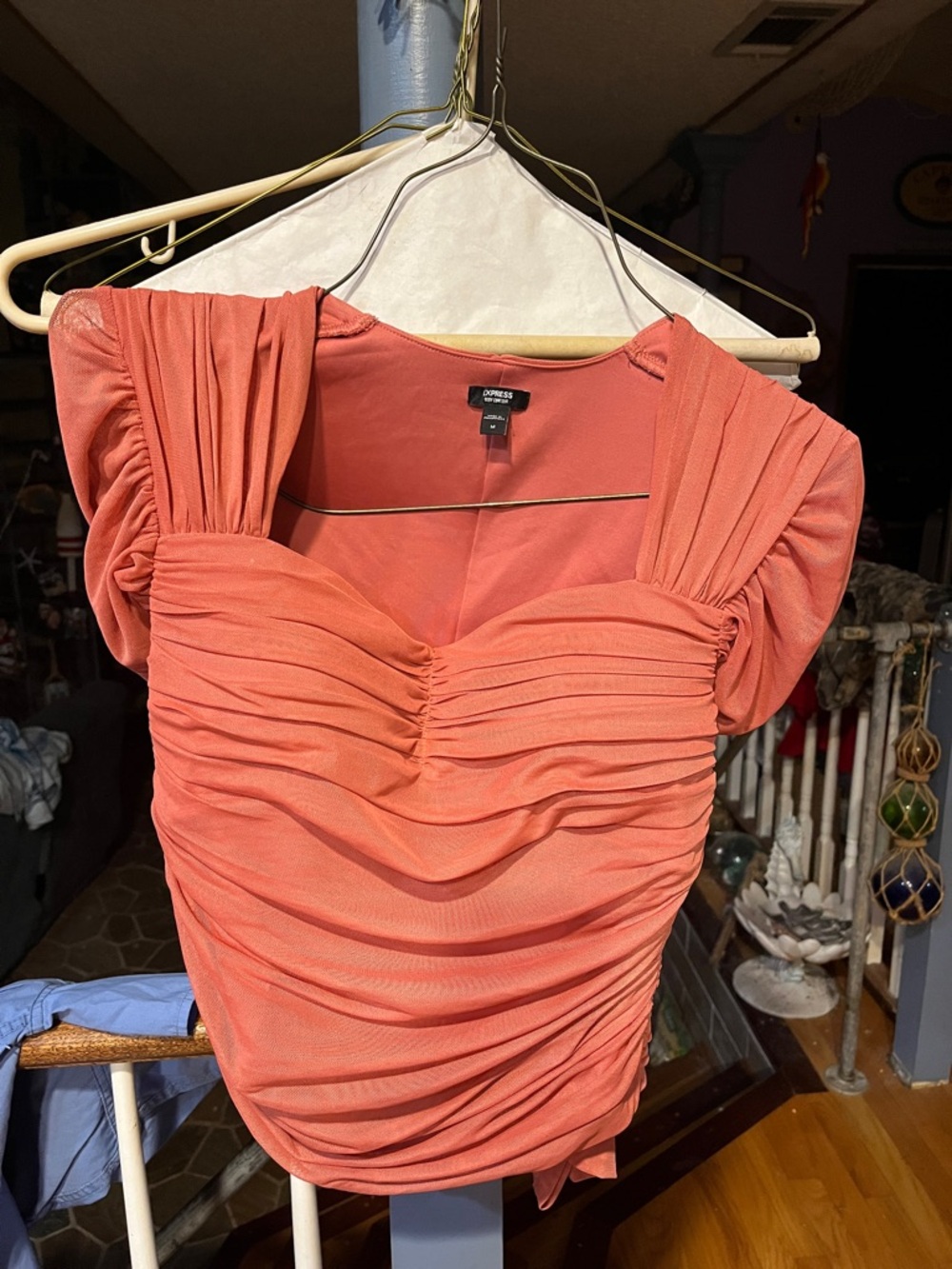 Express Coral Ruched blouse